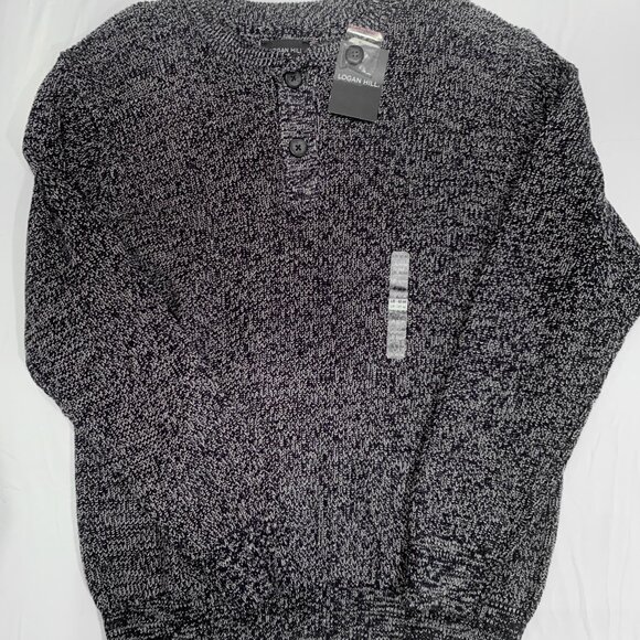 Brand New with Tag Henley Knit Sweater 100% Cotton Logan Hill Men's Large Gray - Picture 6 of 6